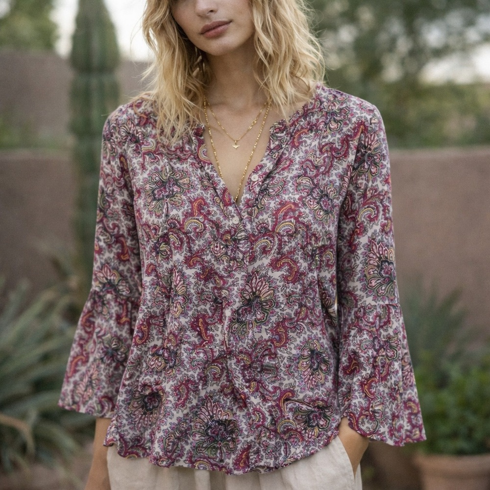 🤎 J.CREW Women's Paisley Print Top - Colorful Sz S